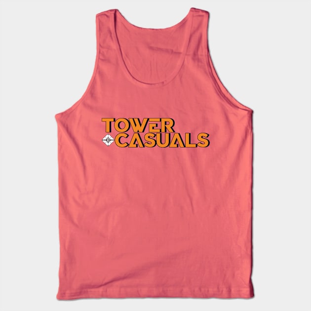 Tower Casuals Logo Orange Blue Blue Tank Top by Tower Casuals: The Destiny Podcast